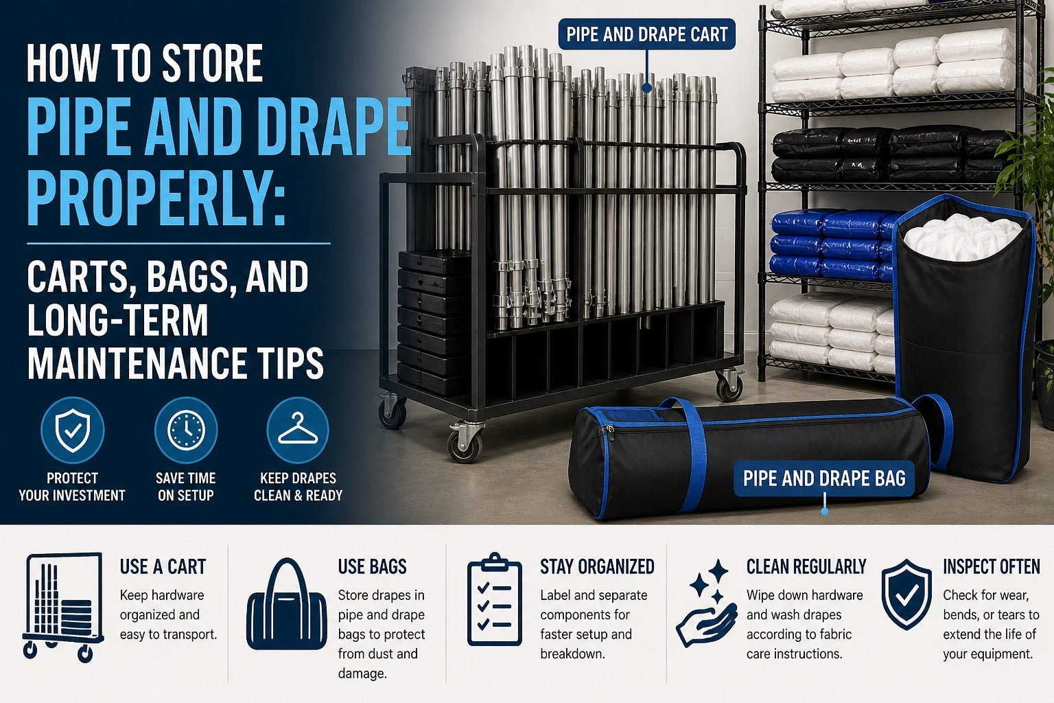 How to Store Pipe and Drape Properly: Carts, Bags, and Long-Term Maintenance Tips - PIPE AND DRAPE USA