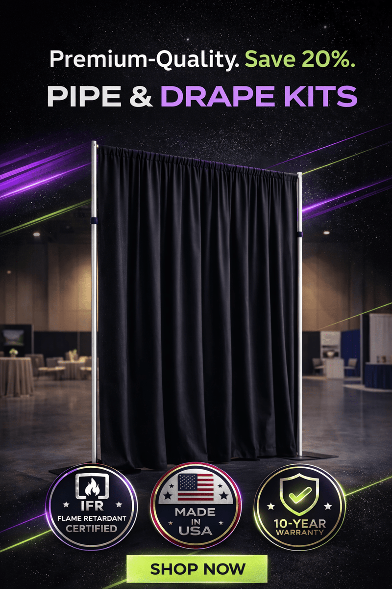 10 Ft Pipe and Drape Kit | Adjustable Event Backdrop System - PIPE AND ...