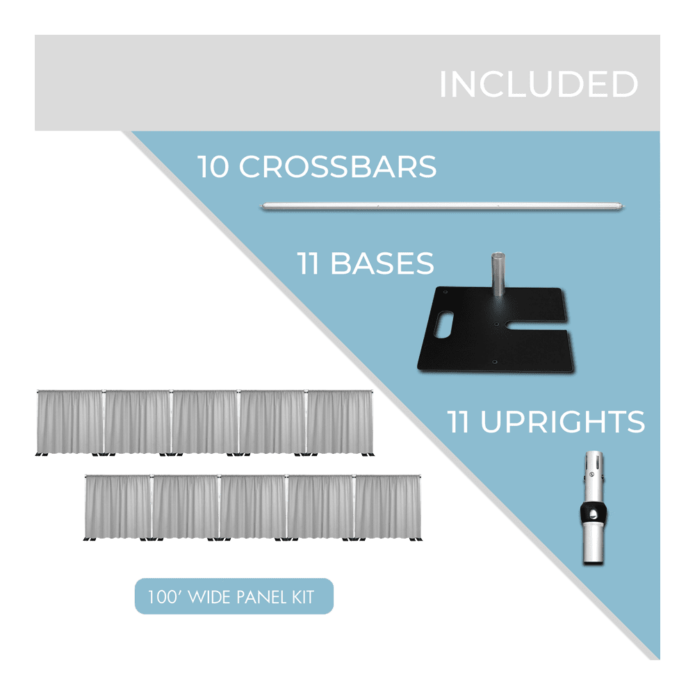 100’ WIDE PIPE AND DRAPE KIT - PIPE AND DRAPE USA
